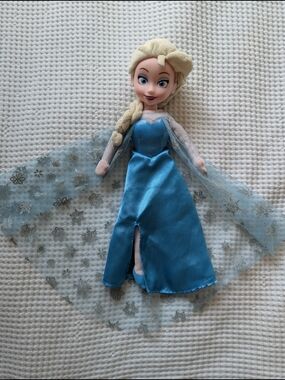 Disney Elsa Plush Doll in Bright Blue Gown with Blonde Braid